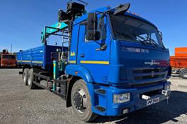КМУ КАМАЗ 65117 (Евро-5) + HLC-7016 + борт сталь 6,8м. б/у (2022 г.в. 2 781 км. 998 м/ч)(7590)