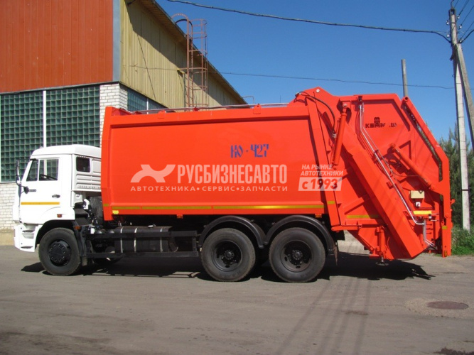 Купить КО-427-80 на шасси КАМАЗ 65115-48 мусоровоз, задняя загрузка, портал, 20 м3 в компании Русбизнесавто - изображение 1