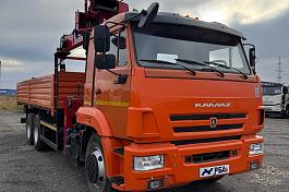 КМУ КАМАЗ 65115 (Евро-5) + HRS 206 + борт сталь 6,8м б/у (2023 г.в. 2 444 км.)(0039)