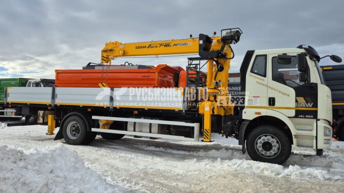 Купить КМУ FAW J6L (4*2, 320л.с., Евро-5) + SOOSAN SCS746L верх.упр. + борт алюминий 7,6м. АМ в компании Русбизнесавто - изображение 0