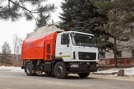 КО-326-05 на шасси МАЗ-5340  вакуумная подметально-уборочная (пылесос) + плуг + щетка