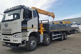 КМУ FAW 3310 (8*4, 420л.с., Евро-5) + SOOSAN SCS746L верх.упр. + борт сталь 8,0м.