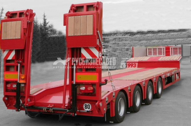 Купить Полуприцеп трал Kassbohrer LOWBED (ISO PAKCS), 4 оси раздвижной 9 градусов аппарели в компании Русбизнесавто - изображение 1