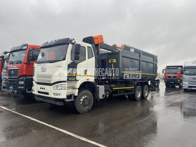 Купить КМУ Ломовоз FAW 3250 (6*4, 390л.с., Евро-5), кузов Half-Pipe 32 куб., Р97-04М, захват ГЛ-6М в компании Русбизнесавто - изображение 0