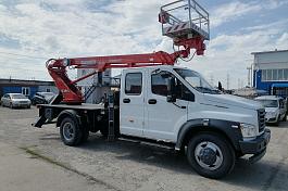 АГП КЭМЗ ТА-18 на шасси ГАЗ-C42R33-106В (Евро-3, 4х2), двухрядка, стрела вперед