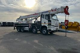 КС 55721-7В ПИОНЕР автокран 35 т., с гуськом (FAW-3310) ОВАЛОИД колесная формула 8х4