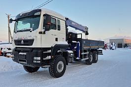 КМУ HOWO T5G (6*6, 400л.с., Евро-5) + ИКРАН (DongYang) RS1966 верх.упр. + борт сталь 6,4м.