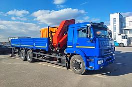 КМУ КАМАЗ 65117-4010-48 (Евро-5) + ИНМАН ИМ-320 нижнее управление + борт сталь 6,8м. + доп. опоры