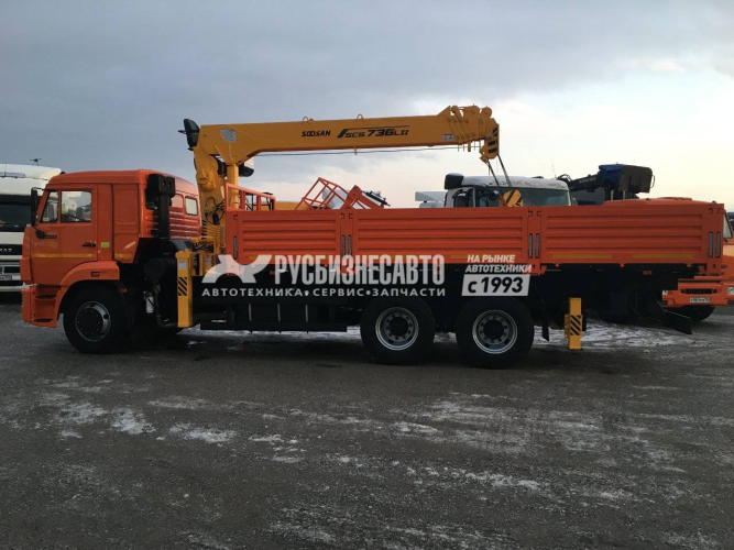Купить КМУ КАМАЗ 65117-3010-50 (Евро-5) + SOOSAN SCS736LII верх.упр. + борт сталь 6,8м. в компании Русбизнесавто - изображение 1