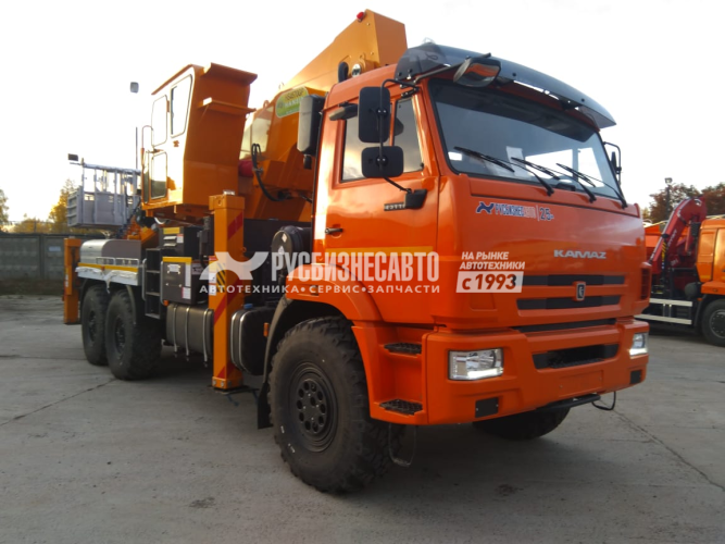 Купить АГП HANSIN 45м.высота, 400кг. г/п на КАМАЗ 43118-23027-50 (без спалки), стрела назад в компании Русбизнесавто - изображение 0